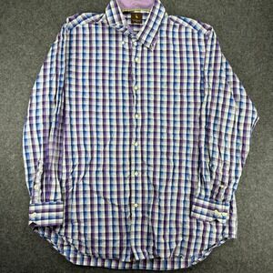 Tailorbyrd Men's XXL Purple Blue Checkered Long Sleeve Button Down Shirt